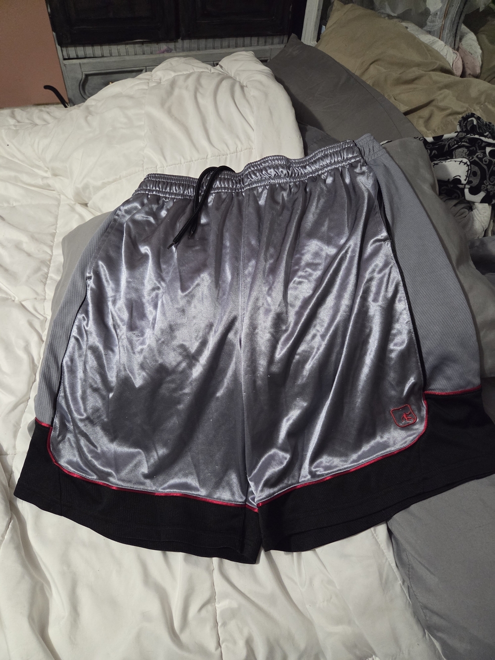 And1 Silver Basketball Shorts with Black Logo Patch